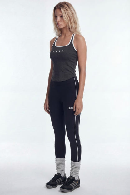 HDEX Sophie Square-Neck Crop Bra Top Melange Charcoal