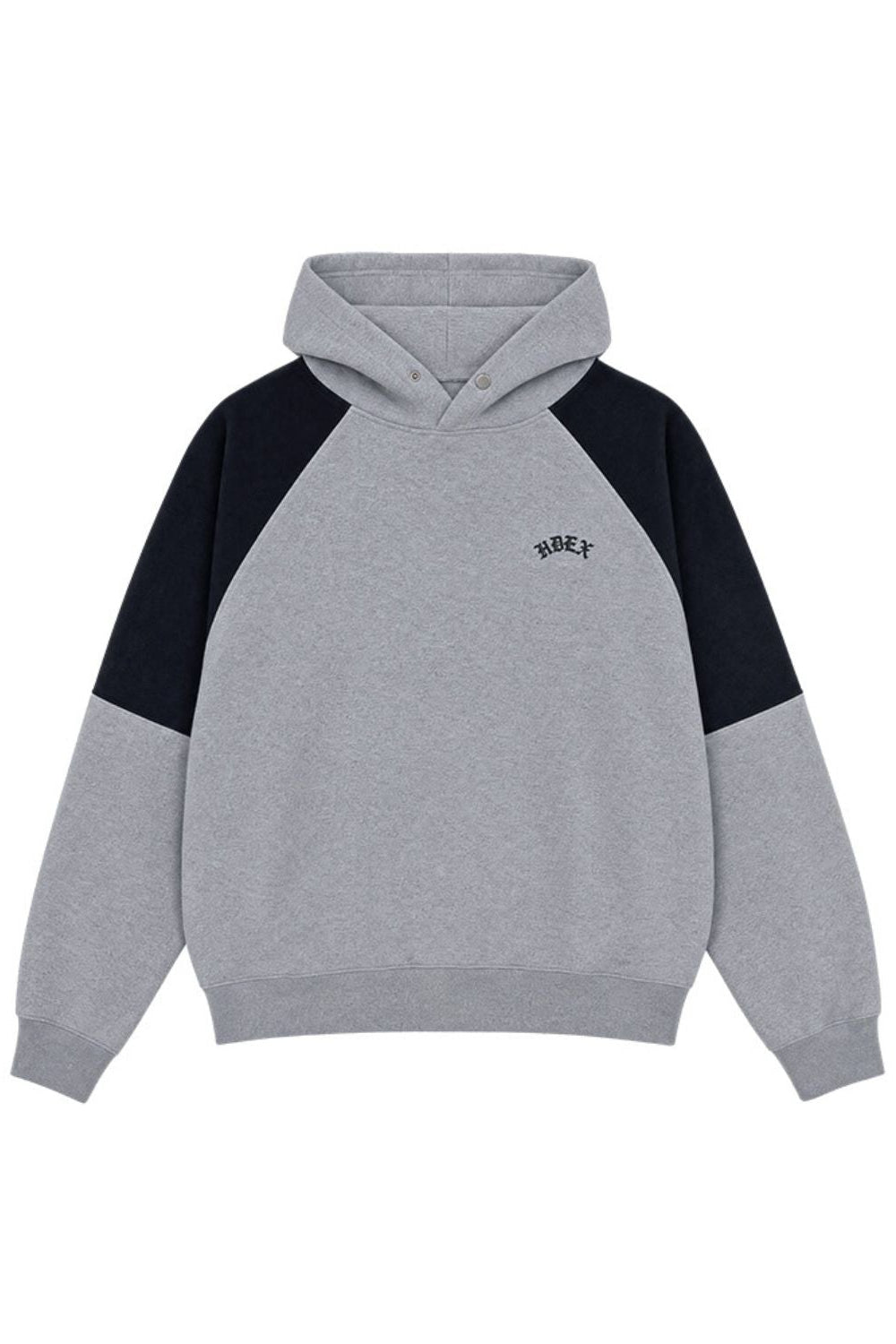 HDEX Baju Korea Olahraga Heroic Shoulder Combi Hoodie Melange Gray Pria Wanita Fitness