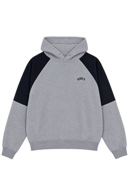 HDEX Baju Korea Olahraga Heroic Shoulder Combi Hoodie Melange Gray Pria Wanita Fitness