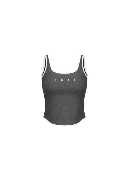 HDEX Sophie Square-Neck Crop Bra Top Melange Charcoal