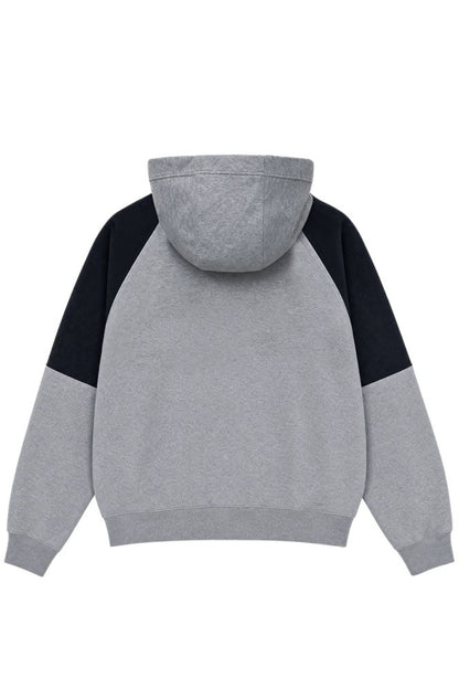 HDEX Baju Korea Olahraga Heroic Shoulder Combi Hoodie Melange Gray Pria Wanita Fitness