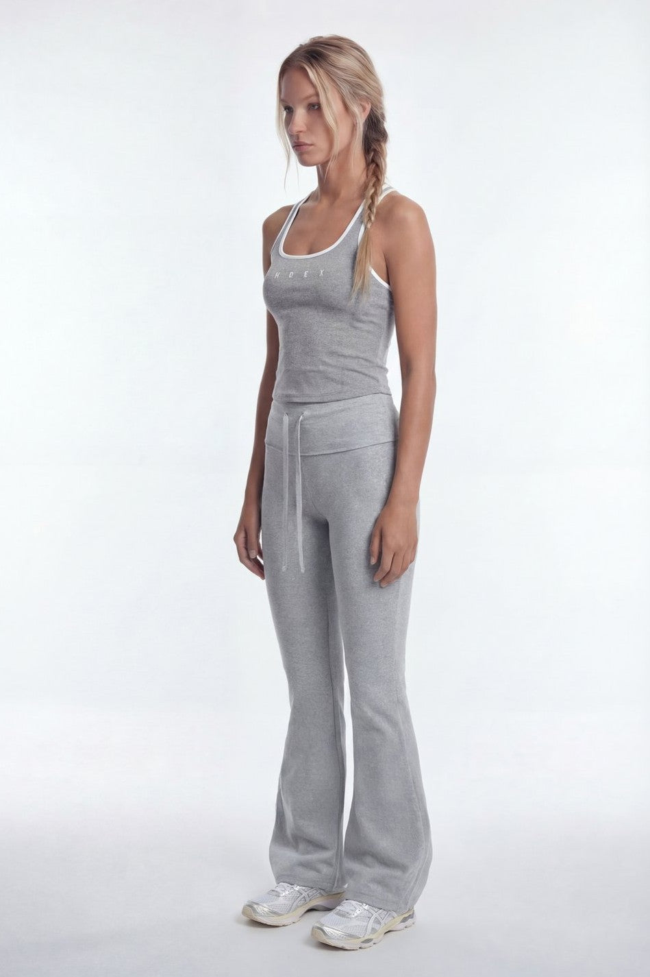 HDEX Sophie Square-Neck Crop Bra Top Melange Gray