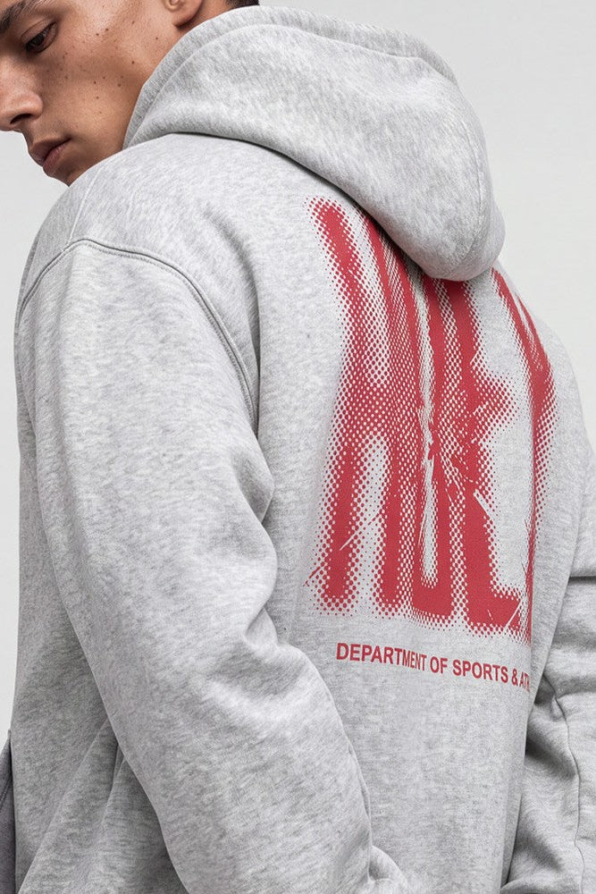HDEX Baju Korea Olahraga Crack Printed Hoodie Melange Gray Pria Fitness