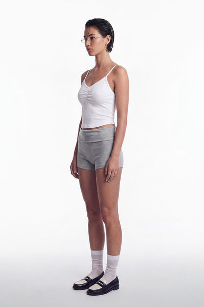HDEX Celana Korea Olahraga Essential Folding Shorts Melange Gray Wanita Fitness