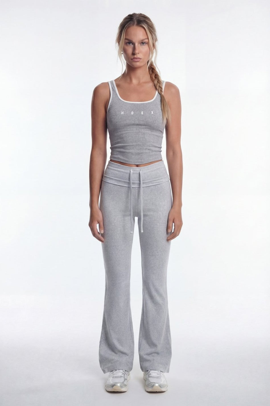 HDEX Sophie Square-Neck Crop Bra Top Melange Gray