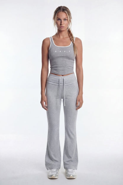 HDEX Sophie Square-Neck Crop Bra Top Melange Gray