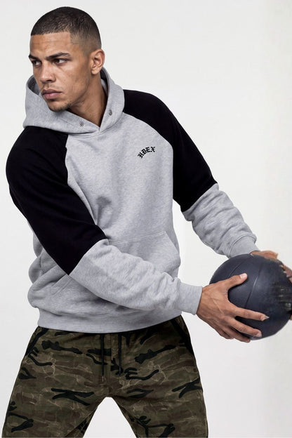 HDEX Baju Korea Olahraga Heroic Shoulder Combi Hoodie Melange Gray Pria Wanita Fitness