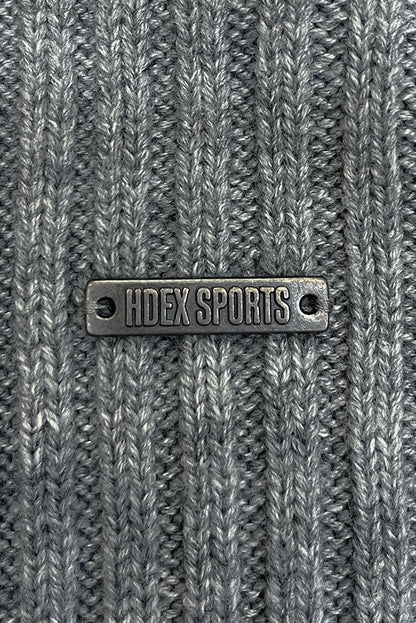 HDEX Baju Korea Olahraga Natural Body Fit Short-Cut Knit Zip-Up Melange Gray Pria Fitness