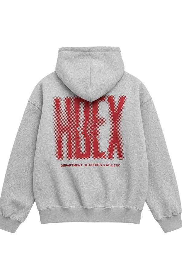HDEX Baju Korea Olahraga Crack Printed Hoodie Melange Gray Pria Fitness