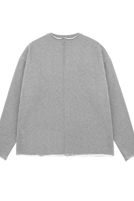 HDEX Baju Korea Olahraga Core Giant Fit Cut-Off Sweatshirt Melange Gray Pria Fitness