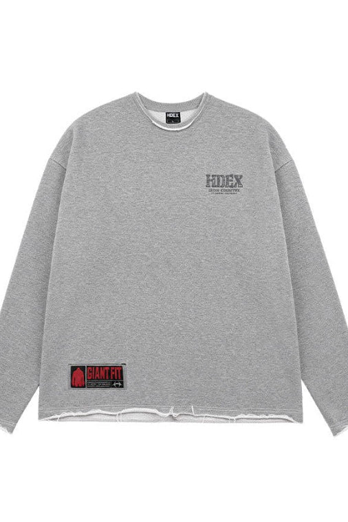 HDEX Baju Korea Olahraga Core Giant Fit Cut-Off Sweatshirt Melange Gray Pria Fitness