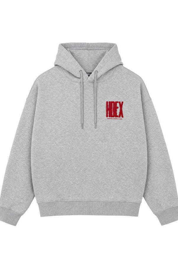 HDEX Baju Korea Olahraga Crack Printed Hoodie Melange Gray Pria Fitness
