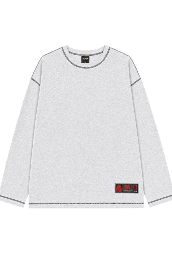 HDEX Baju Korea Olahraga Core Giant Fit Jersey Long Sleeve Melange White Pria Fitness