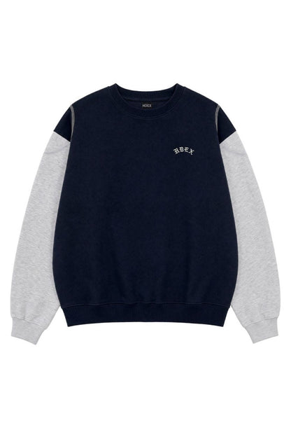 HDEX Baju Korea Olahraga Heroic Shoulder Combi Sweatshirt Navy Pria Wanita Fitness