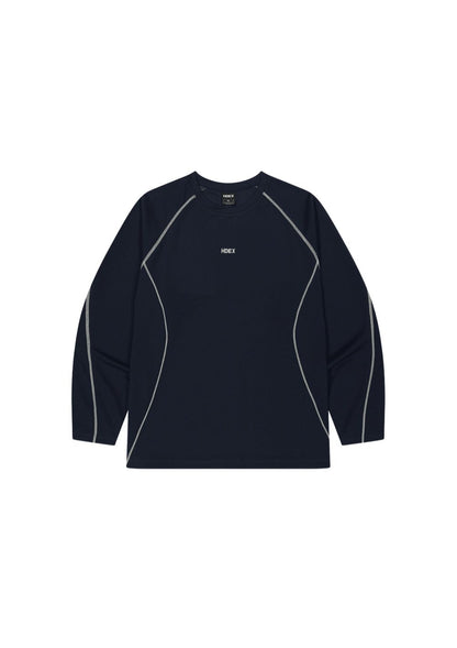 HDEX Baju Korea Olahraga Active Mesh Stitch Long Sleeve Navy Pria Fitness