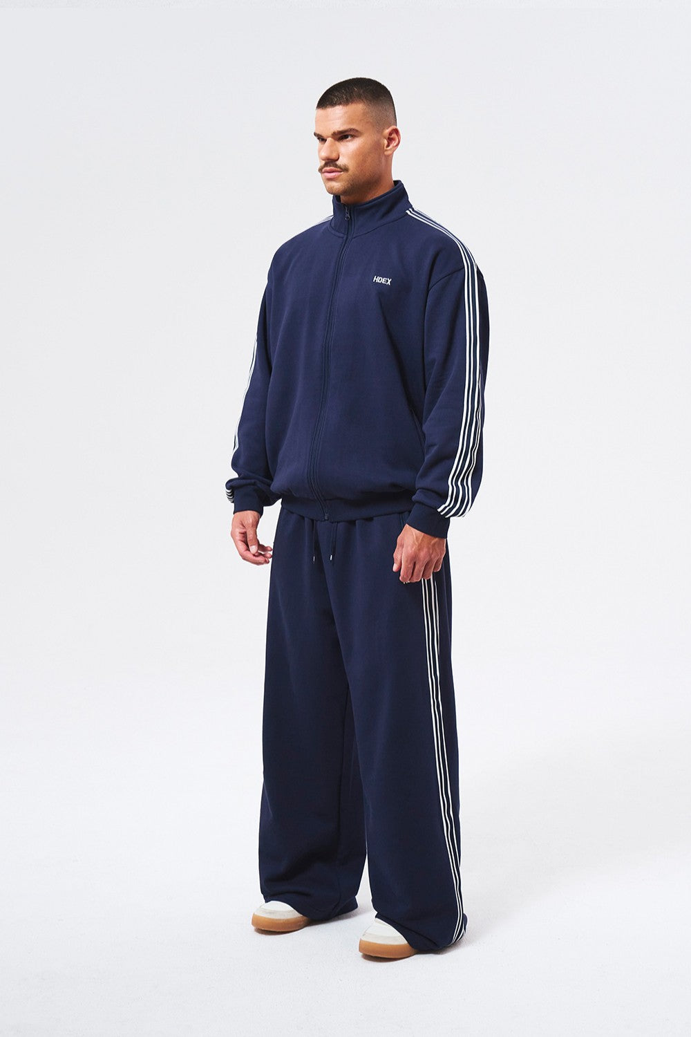 HDEX Baju Korea Olahraga Main Logo Track Jacket Navy Jaket Pria Wanita Fitness