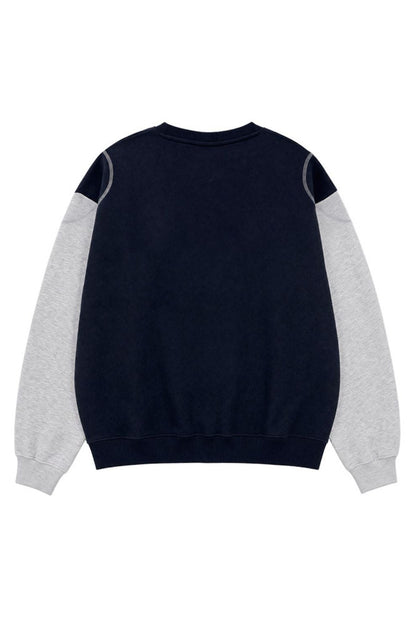 HDEX Baju Korea Olahraga Heroic Shoulder Combi Sweatshirt Navy Pria Wanita Fitness
