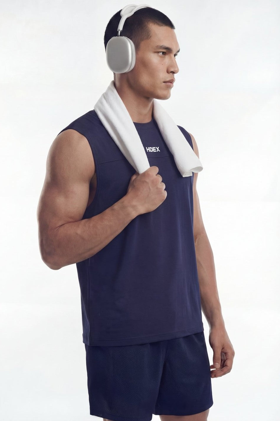 HDEX Baju Korea Olahraga Active Cutline Sleeveless Navy Pria Fitness