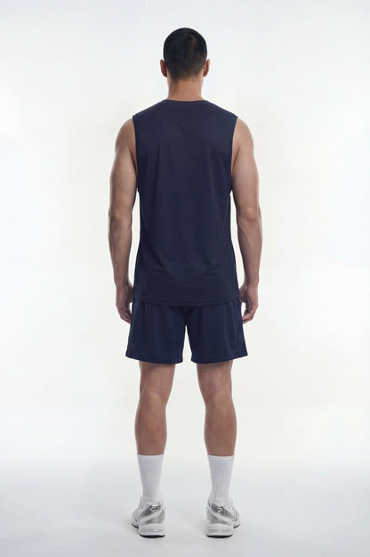 HDEX Baju Korea Olahraga Active Cutline Sleeveless Navy Pria Fitness