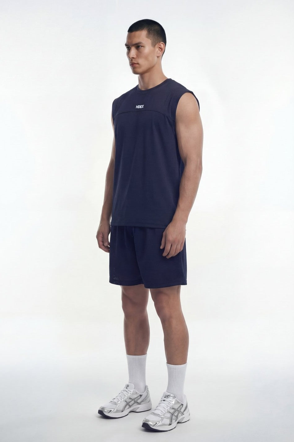 HDEX Baju Korea Olahraga Active Cutline Sleeveless Navy Pria Fitness