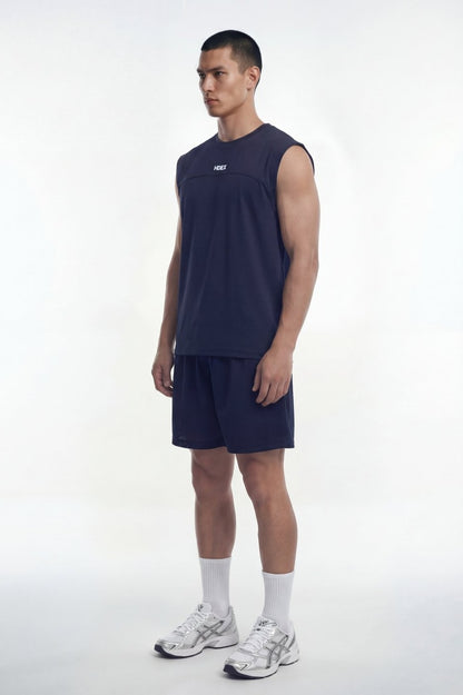 HDEX Baju Korea Olahraga Active Cutline Sleeveless Navy Pria Fitness