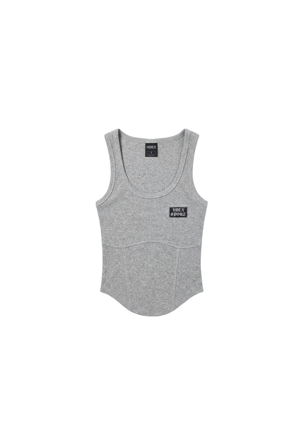 HDEX Baju Korea Olahraga Womens Round Cover Stitch Tank Top Melange Gray Wanita Fitness
