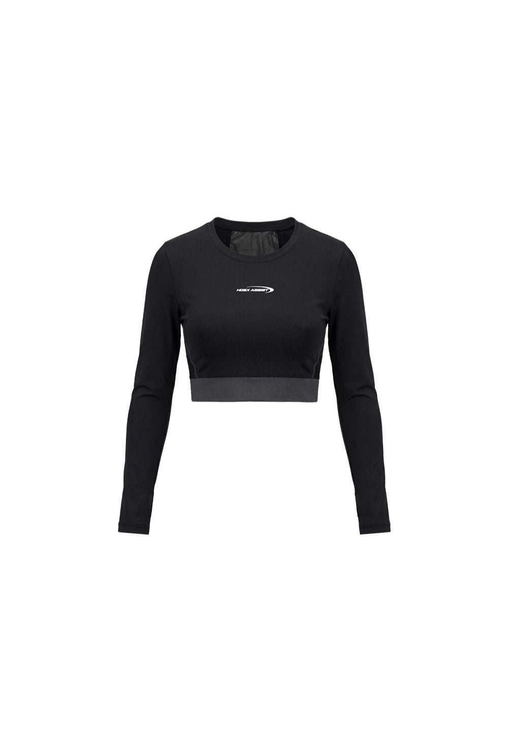 HDEX Baju Korea Olahraga Assist Mesh Layer Back Crop Top Black Wanita Fitness