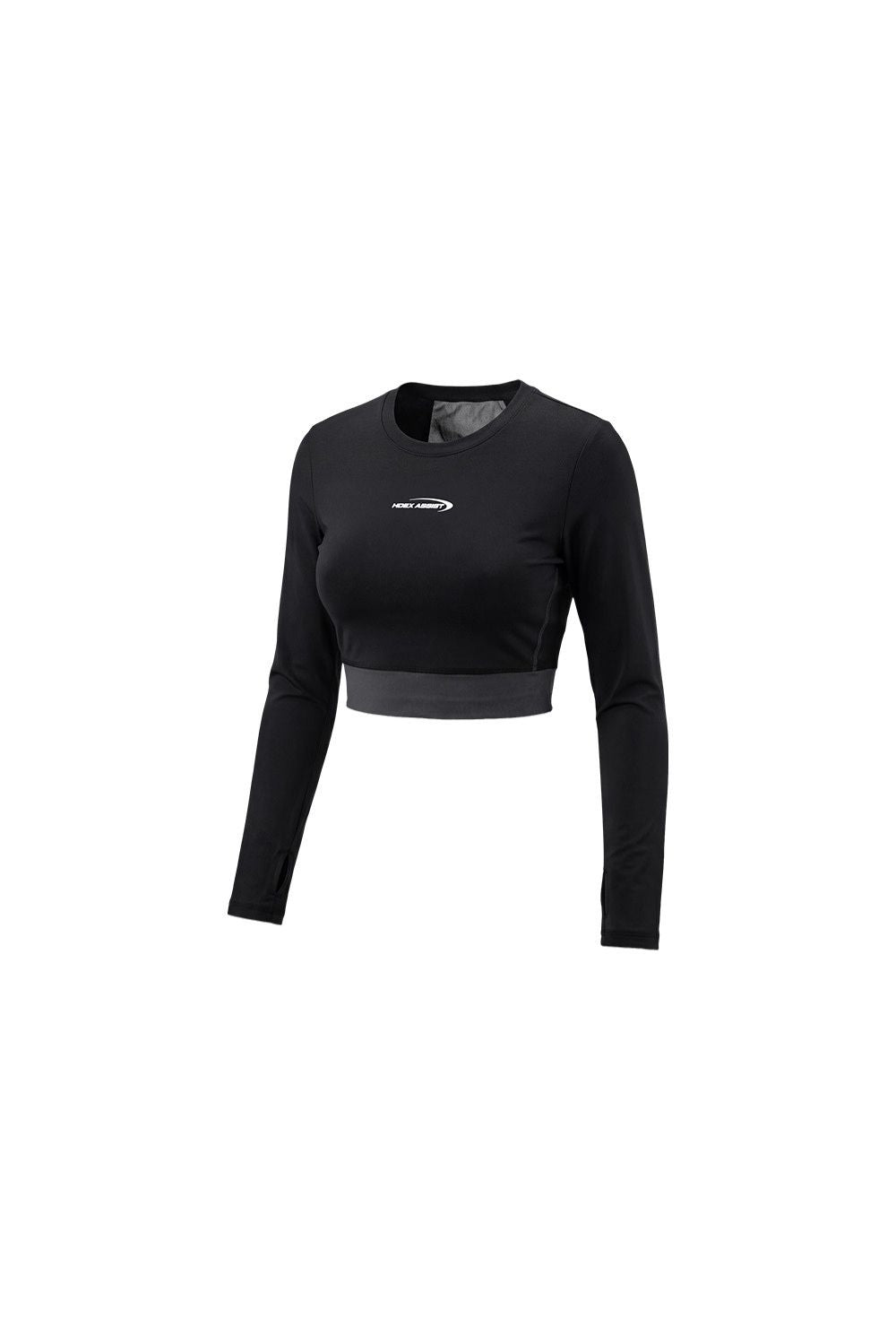 HDEX Baju Korea Olahraga Assist Mesh Layer Back Crop Top Black Wanita Fitness