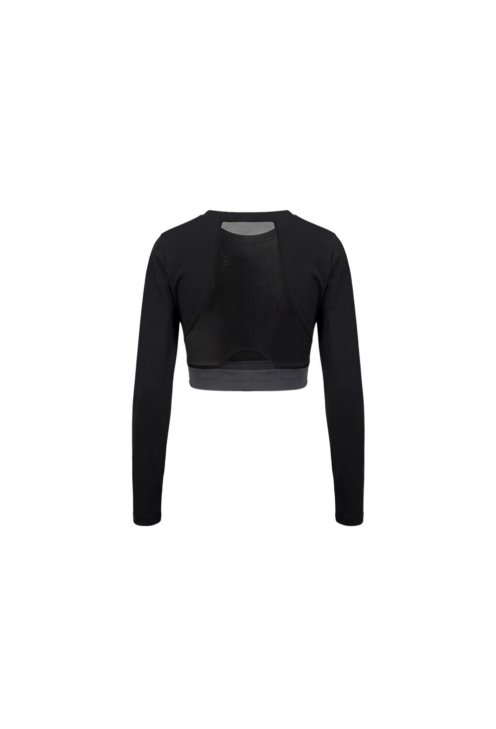 HDEX Baju Korea Olahraga Assist Mesh Layer Back Crop Top Black Wanita Fitness