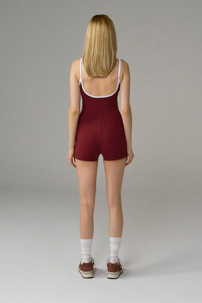 HDEX Baju Korea Olahraga Light Support Balance Bodysuit Cherry Red