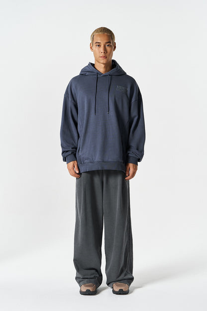 HDEX Baju Korea Olahraga Core Small Logo Pigment Hoodie Navy Jaket Pria Fitness