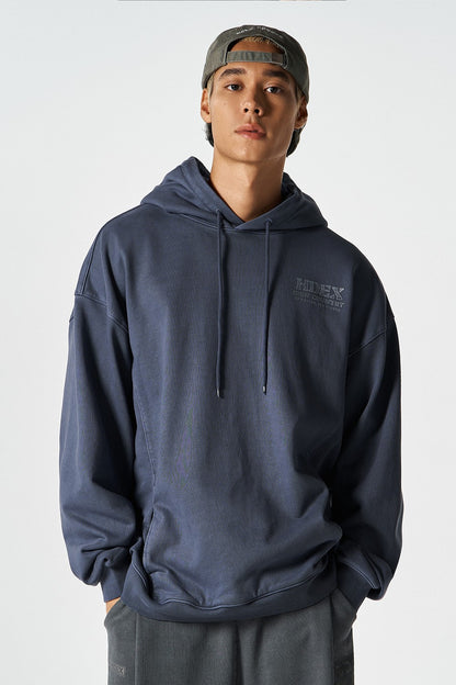 HDEX Baju Korea Olahraga Core Small Logo Pigment Hoodie Navy Jaket Pria Fitness