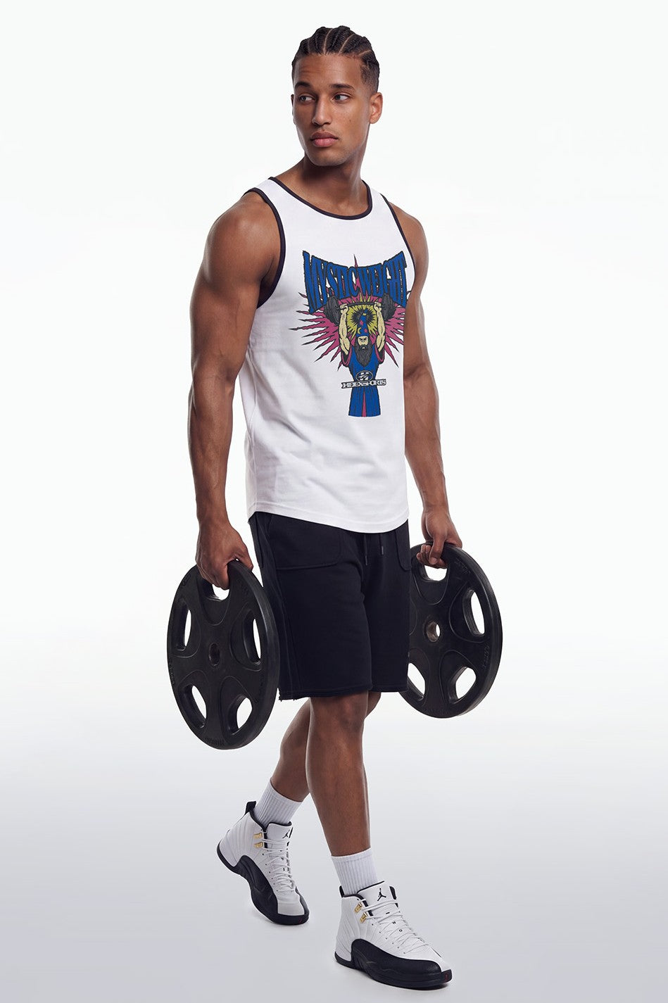 HDEX Baju Korea Olahraga Wizard Sleeveless White Pria Fitness