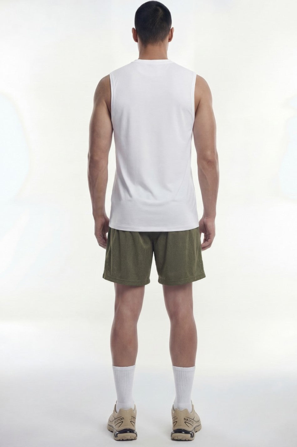 HDEX Baju Korea Olahraga Active Cutline Sleeveless White Pria Fitness