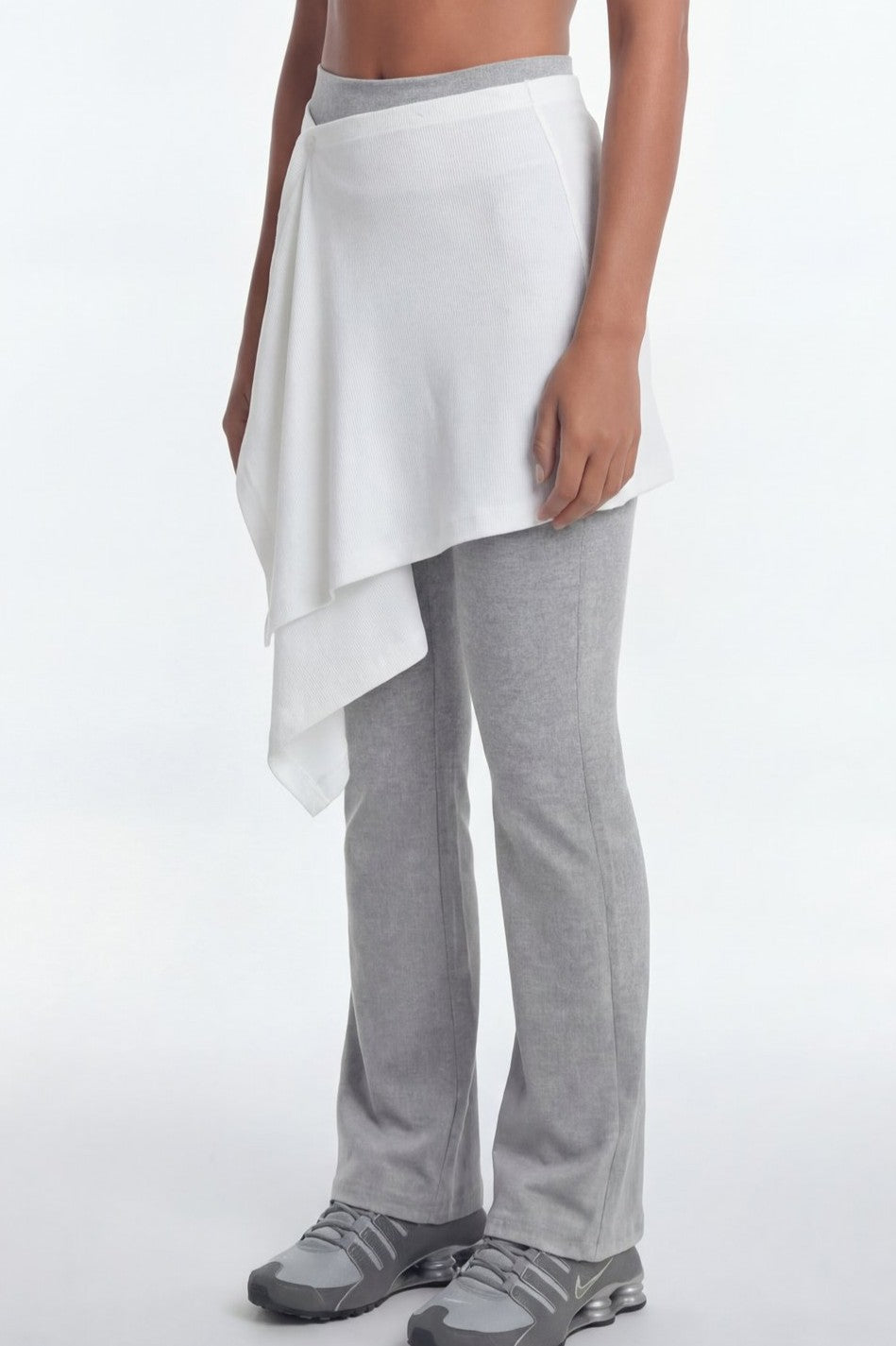 HDEX Rok Korea Olahraga Essential Drape Wrap Skirt White Wanita Fitness