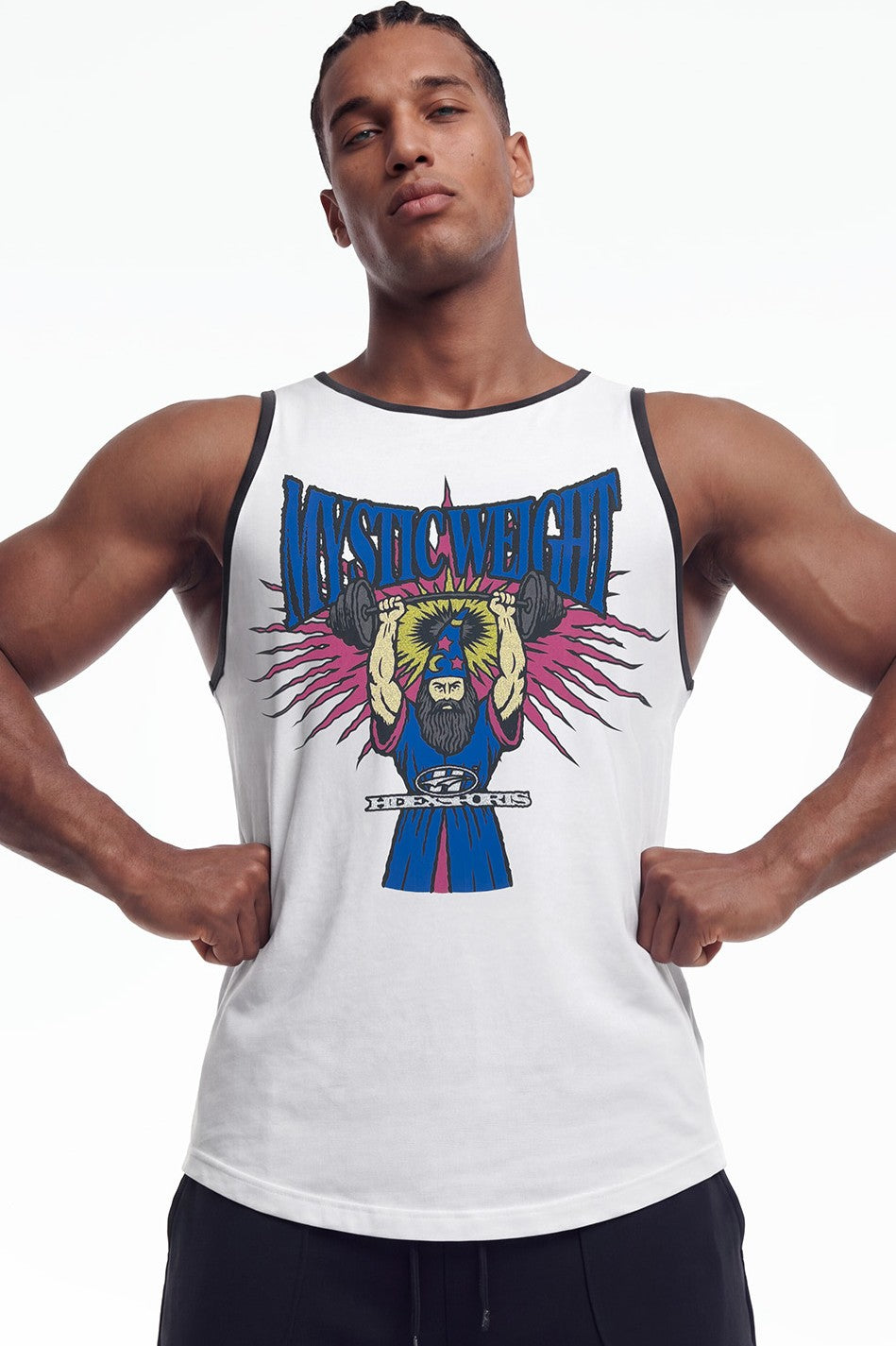 HDEX Baju Korea Olahraga Wizard Sleeveless White Pria Fitness