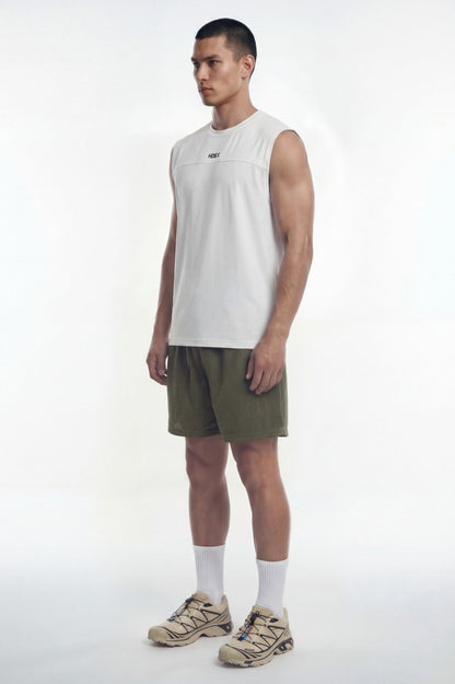 HDEX Baju Korea Olahraga Active Cutline Sleeveless White Pria Fitness