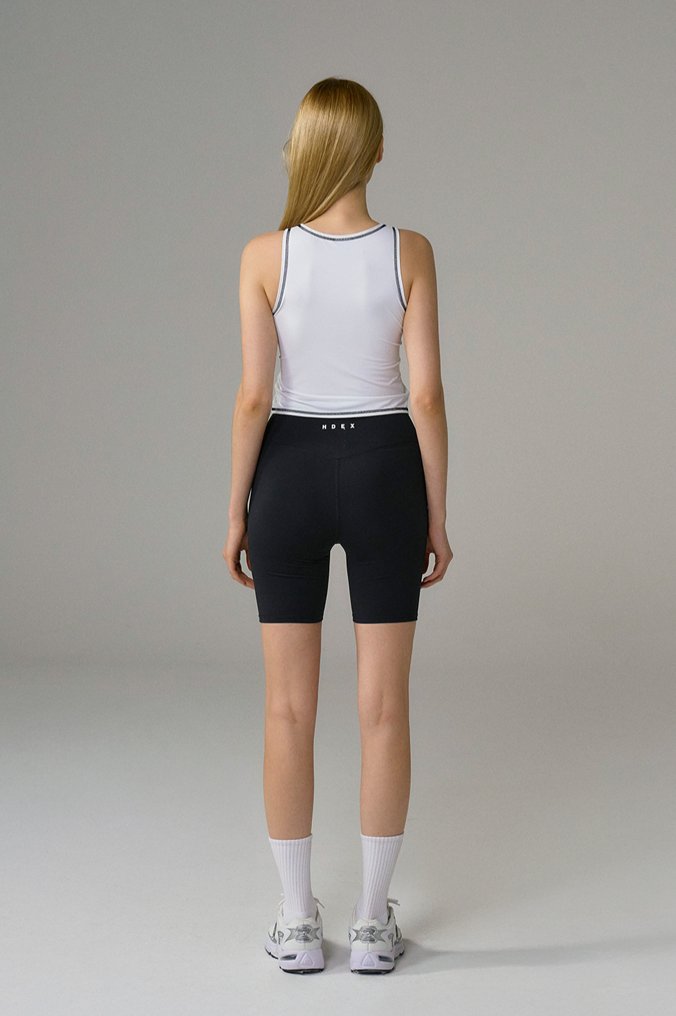 HDEX Baju Korea Olahraga Pro Stitch Crop Tank Top White Wanita Fitness