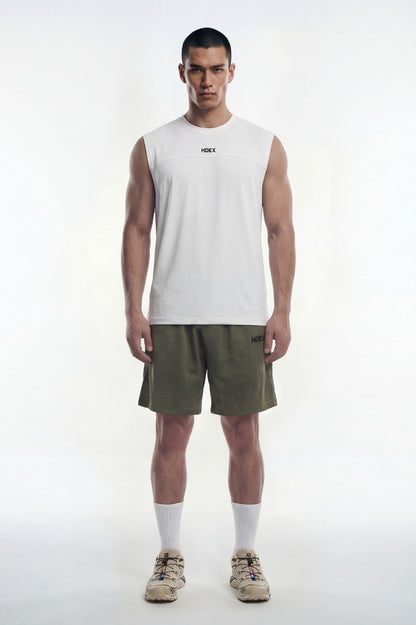 HDEX Baju Korea Olahraga Active Cutline Sleeveless White Pria Fitness