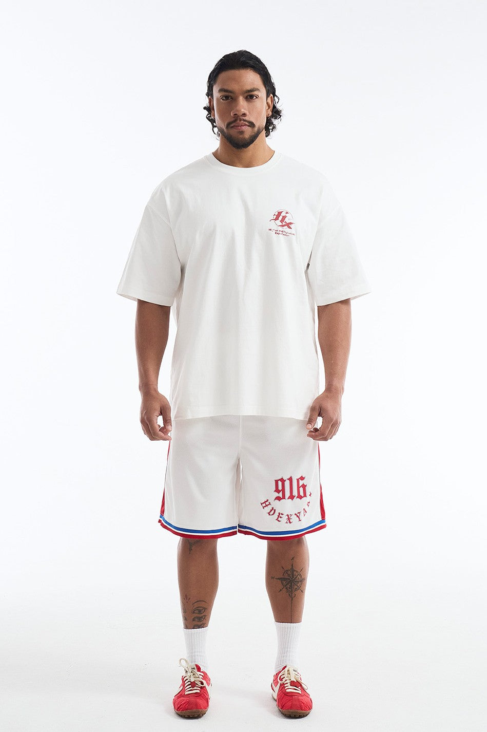 HDEX Baju Korea Olahraga HX Back Logo Short Sleeve White Pria Fitness