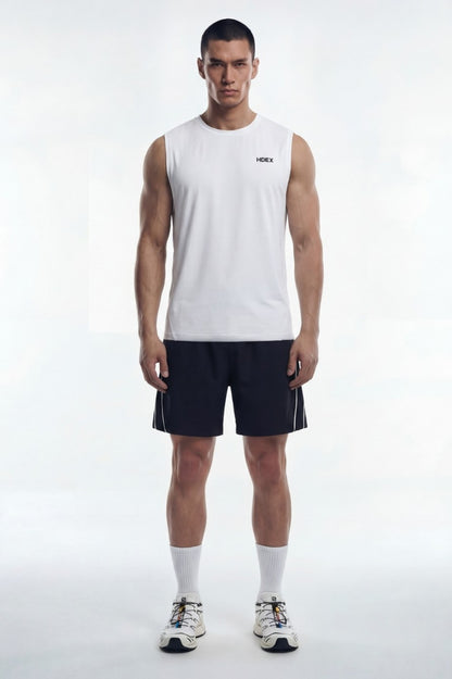 HDEX Baju Korea Olahraga Active Matches Regular Fit Sleeveless White Pria Fitness