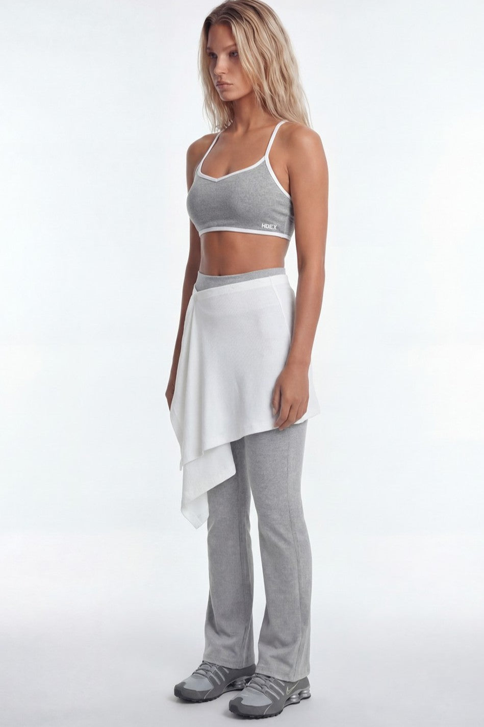 HDEX Rok Korea Olahraga Essential Drape Wrap Skirt White Wanita Fitness