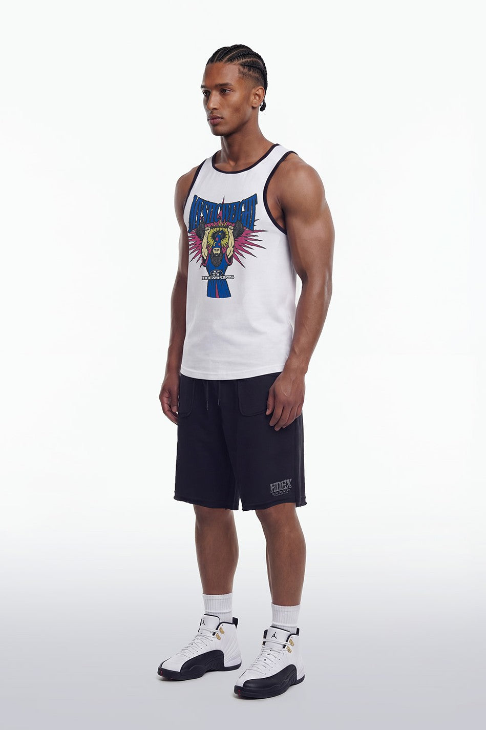 HDEX Baju Korea Olahraga Wizard Sleeveless White Pria Fitness