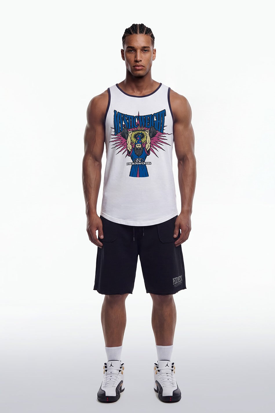 HDEX Baju Korea Olahraga Wizard Sleeveless White Pria Fitness