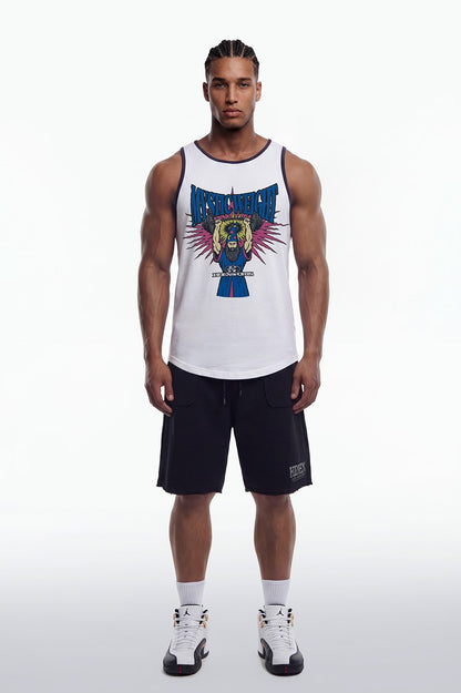 HDEX Baju Korea Olahraga Wizard Sleeveless White Pria Fitness