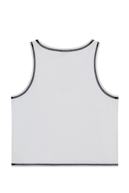 HDEX Baju Korea Olahraga Pro Stitch Crop Tank Top White Wanita Fitness
