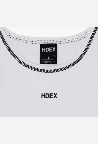 HDEX Baju Korea Olahraga Pro Stitch Crop Tank Top White Wanita Fitness